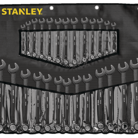 Stanley Professional Grade Black Chrome Ratcheting Wrench Set, SAE/Metric, 28-pc