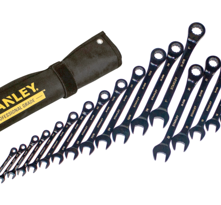 Stanley Professional Grade Black Chrome Ratcheting Wrench Set, SAE/Metric, 28-pc