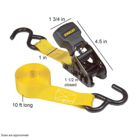 Stanley 1,500-lb Tie Downs, Weatherproof, 10-ft, 2-pk