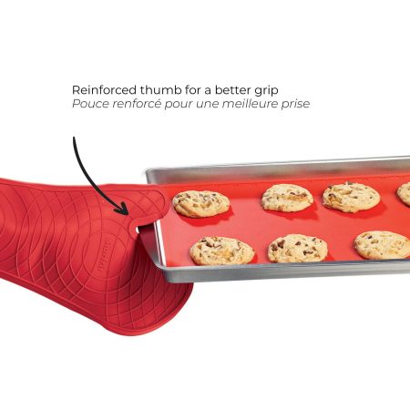 Starfrit 2pc Silicone Oven Mitt Set, Non-Slip Grip, Red