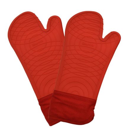 Starfrit 2pc Silicone Oven Mitt Set, Non-Slip Grip, Red