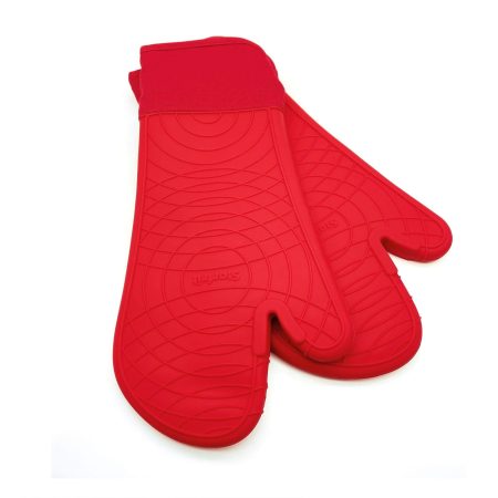 Starfrit 2pc Silicone Oven Mitt Set, Non-Slip Grip, Red