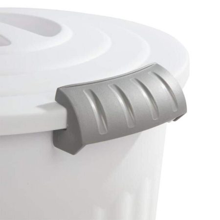 Sterilite Plastic Round Latching Utility Garbage Can, White, 23-L