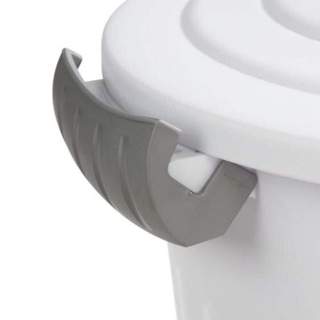 Sterilite Plastic Round Latching Utility Garbage Can, White, 23-L