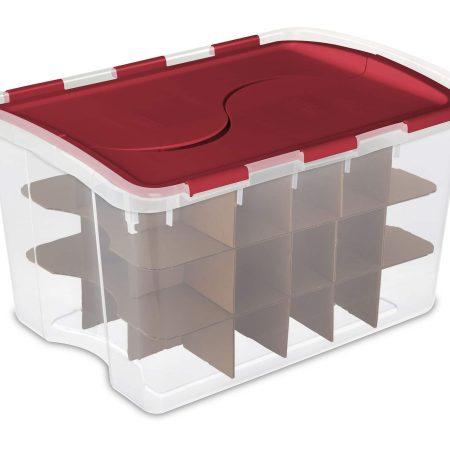 Sterilite Transparent Ornament Storage Box with Flip-top Lid, 45-L