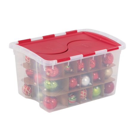 Sterilite Transparent Ornament Storage Box with Flip-top Lid, 45-L