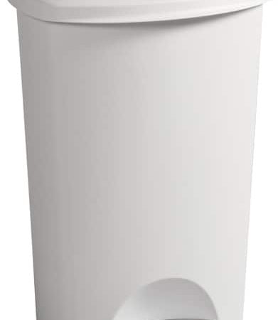 Sterilite Plastic Rectangular Step Garbage Can, White, 45-L