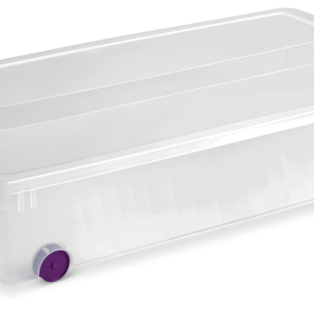 Sterilite ClearView Under the Bed Storage Box with Latched Lid and Wheels, 58-L