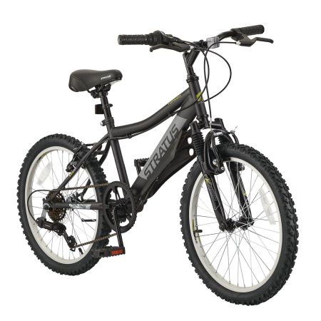 Stratus Black Torsion Youth Bicycle, 6-Speed, V-brakes, 20-in, Black