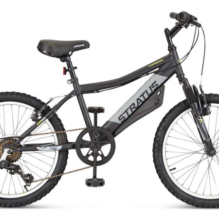 Stratus Black Torsion Youth Bicycle, 6-Speed, V-brakes, 20-in, Black