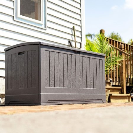 Suncast Resin Outdoor Storage Deck Box, Extra Large, Grey, 200-Gal