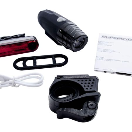 Supercycle Front & Rear LED Bike Light Set w/USB Cable, 2-pk