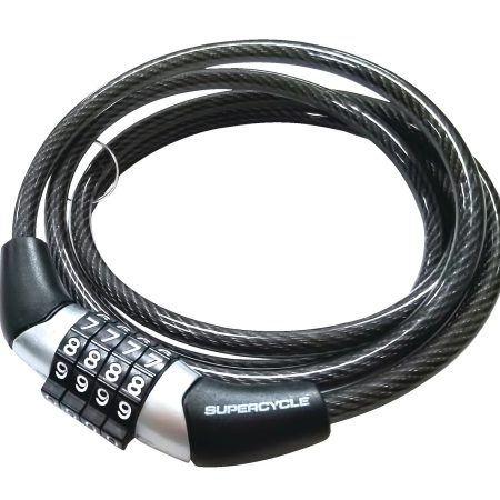 Supercycle Basic Bike Lock Cable w/4-Digit Dial Combination, Black, 3.9-ft