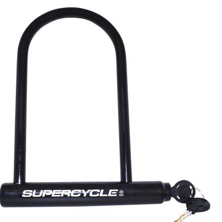 Supercycle Flatkey Steel Bike U-Lock Cable w/Mounting Bracket, Black, 9-in