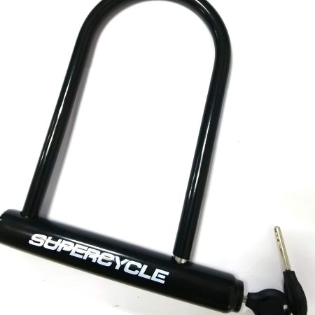 Supercycle Flatkey Steel Bike U-Lock Cable w/Mounting Bracket, Black, 9-in