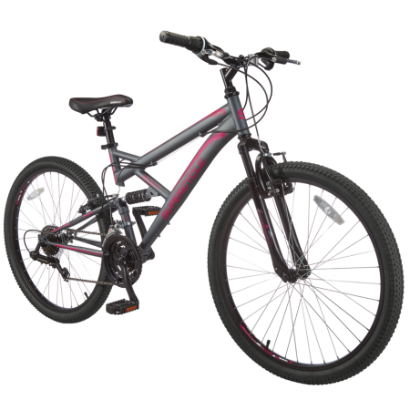 Supercycle Outlook Dual-Suspension Mountain Bike, 26-in, Grey/Pink