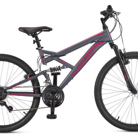 Supercycle Outlook Dual-Suspension Mountain Bike, 26-in, Grey/Pink