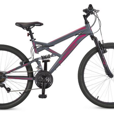 Supercycle Outlook Dual-Suspension Mountain Bike, 26-in, Grey/Pink