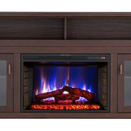 Komodo Surrey Media Electric Fireplace TV Stand, 64.5-in, 1400W, Includes Remote Control, Brown