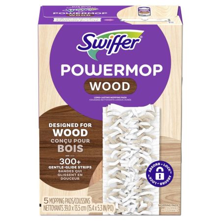 Swiffer PowerMop Wood Mopping Pad Refill, 5-pk