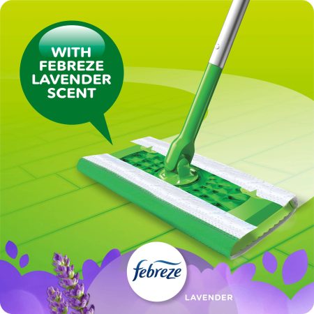 Swiffer Sweeper Wet Mopping Cloth Refills with Febreze Freshness, Lavender Scent, 24 count