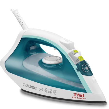 T-fal 1400W Compact Steam Iron with Ceramic Soleplate, White/Green