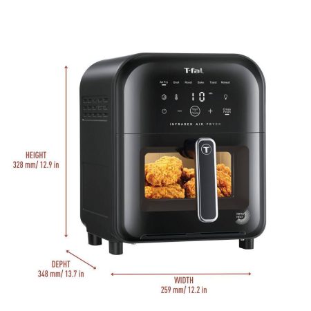 T-fal Infrared Air Fryer, Infra-Heat™ Technology, 6-L, No-Preheating, Faster, Juicier, Easier, Grey