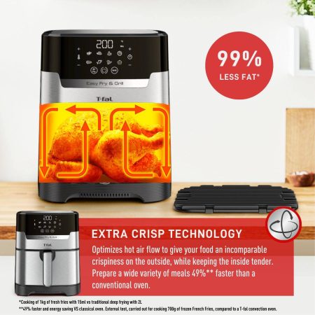 T-fal Easy Fry & Grill Precision 2-in-1 Air Fryer w/ Extra Crisp Technology, Stainless Steel, 4.2-L