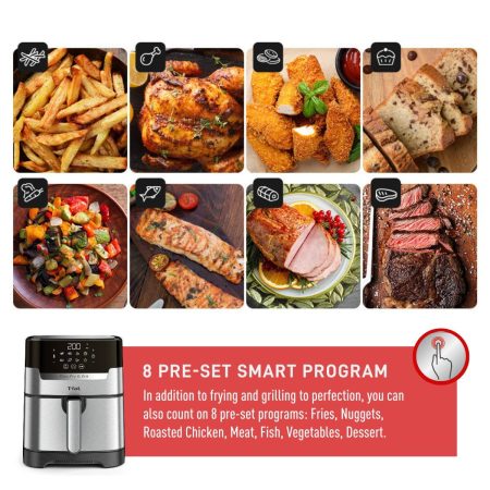 T-fal Easy Fry & Grill Precision 2-in-1 Air Fryer w/ Extra Crisp Technology, Stainless Steel, 4.2-L