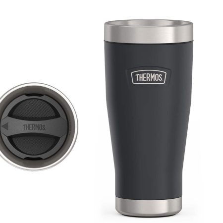 Thermos Icon™ Vacuum Insulated Stainless Steel Portable Travel Tumbler with Leakproof Spinner Lid, Granite, 16-oz