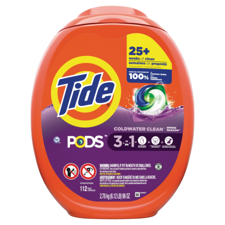 Tide PODS Liquid Laundry Detergent pacs, Spring Meadow Scent, 112 count