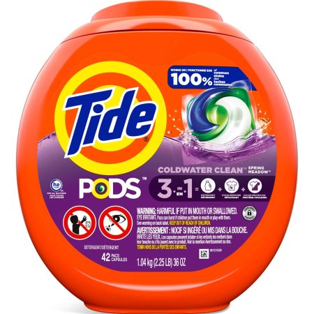 Tide PODS Liquid Laundry Detergent Soap Pacs, 42 Count, Spring Meadow Scent