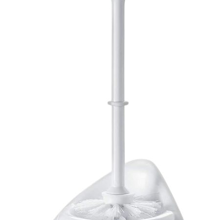 Toilet Brush with Stand, White