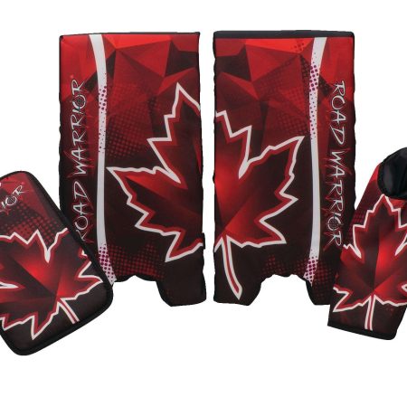 Road Warrior Canada Street Hockey Goalie Leg Pads/Glove/Blocker Set, Tyke/Child, Ambidextrous, 15-in