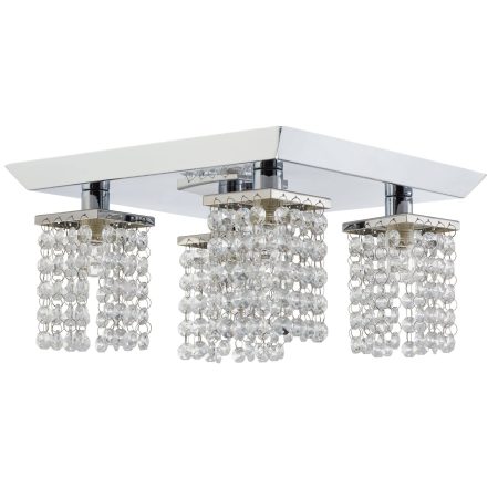 NOMA Cora 4-Light Crystal Shade Canopy Light Fixture, Chrome