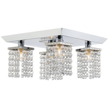 NOMA Cora 4-Light Crystal Shade Canopy Light Fixture, Chrome