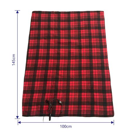 Treksafe Automotive 12V Heated Fleece Travel Blanket, Plaid, 57 x 40-in