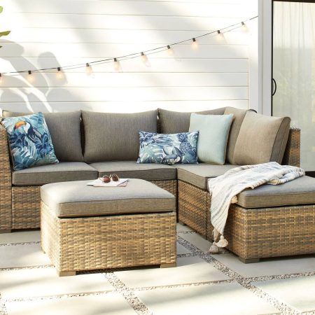 CANVAS Bala Square Outdoor Patio Sectional Set w/UV-Resistant Cushions, 6-pc