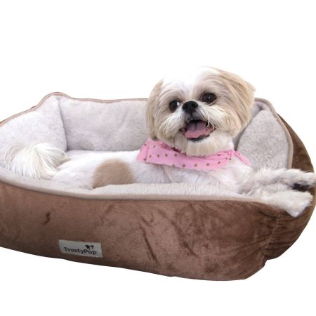 TrustyPup Dream Luxe 2-Tone Bolster Dog Bed, Washable, 25-in x 21-in, Dark Grey