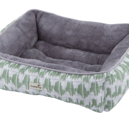 TrustyPup Dream Luxe 2-Tone Bolster Dog Bed, Washable, 25-in x 21-in, Dark Grey