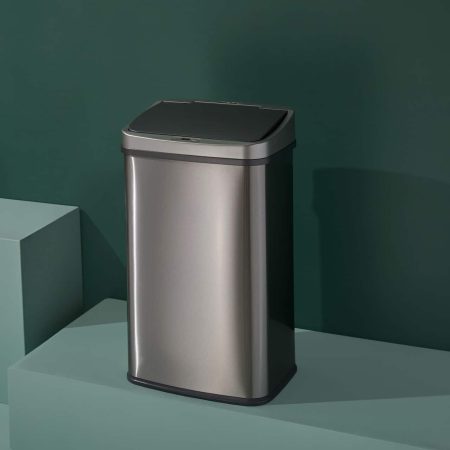 type A Wide Auto Garbage Bin/Can, Stainless Steel Motion Sensor Lid, 50-L