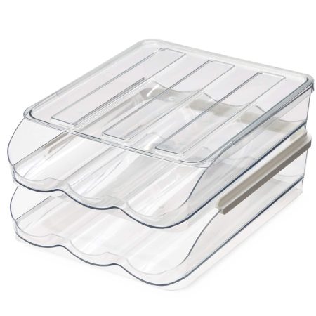 type A Clarity 2-Tier Egg Holder Organizer Bin with Lid, Clear