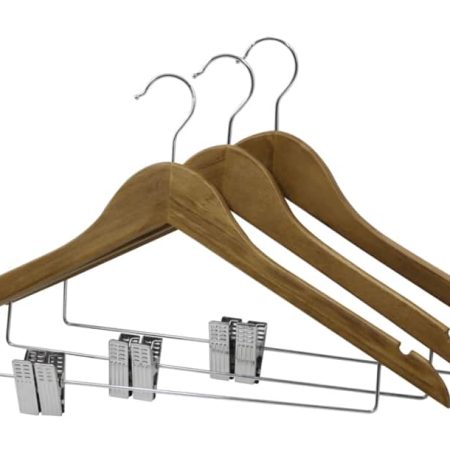 type A Wood Suit Hangers, with Clips, 3-pk