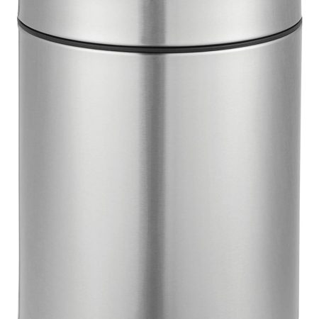 type A Steel and Plastic Circular Swing Lid Garbage Can, Silver, 8-L