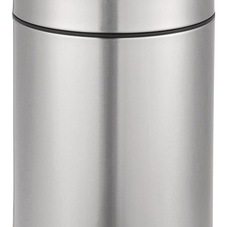 type A Steel and Plastic Circular Swing Lid Garbage Can, Silver, 8-L