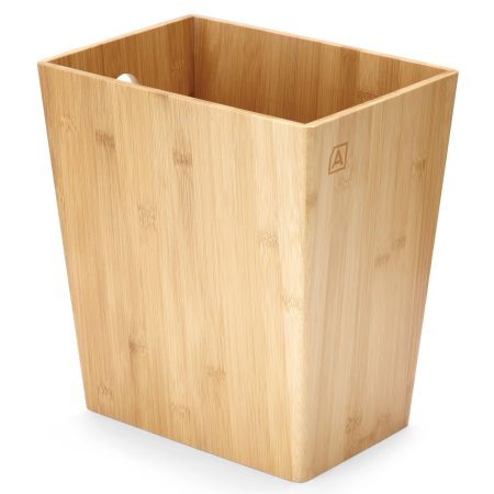 type A Bamboo Rectangular Garbage Can, 10-L