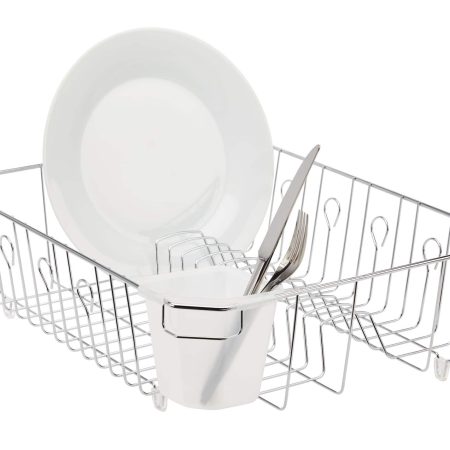 Type A Large Metal Dish Drying/Draining Rack For Kitchen, Chrome, 18 x 14 x 5.5-in