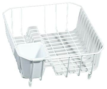 Type A Small Metal Dish Drying/Draining Rack For Kitchen, White, 14.25 x 12.5 x 5-in