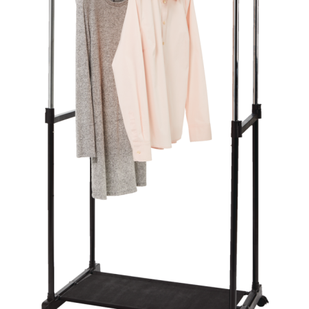 type A Prime Adjustable Double Rail Freestanding Clothing Rack with Tool-Free Assembly