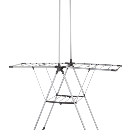 type A Adjustable Drying Rack with Hanger Bar, 53.5 x 23.6 x 39-in, Silver